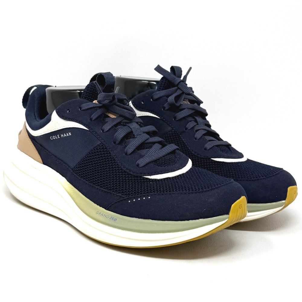 Cole Haan Quadstreak Mens‎ Navy Blue British Tan Sneakers Trainers Preppy Chic
